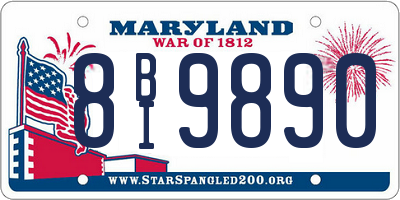 MD license plate 8BI9890