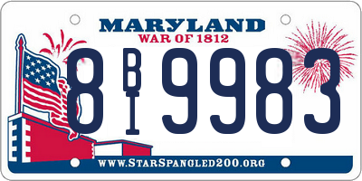 MD license plate 8BI9983