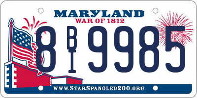 MD license plate 8BI9985