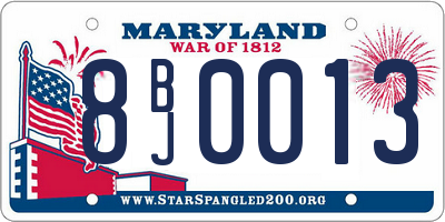 MD license plate 8BJ0013