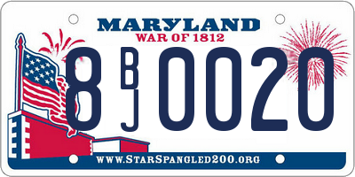 MD license plate 8BJ0020