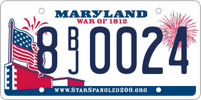 MD license plate 8BJ0024
