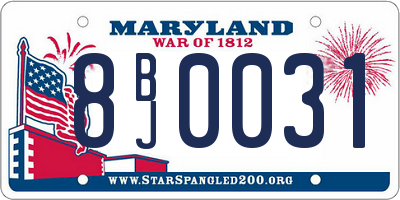MD license plate 8BJ0031