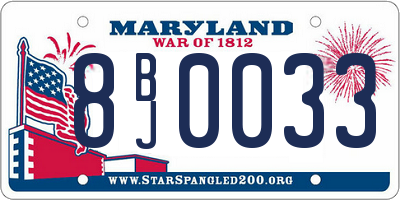 MD license plate 8BJ0033