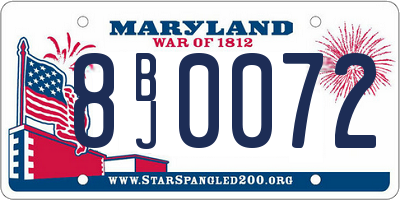 MD license plate 8BJ0072