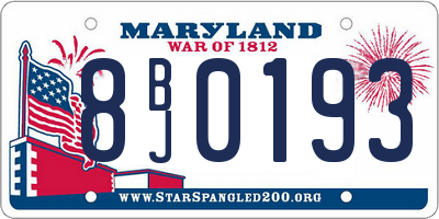 MD license plate 8BJ0193