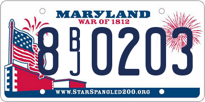 MD license plate 8BJ0203