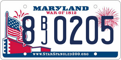 MD license plate 8BJ0205