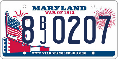 MD license plate 8BJ0207