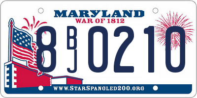 MD license plate 8BJ0210