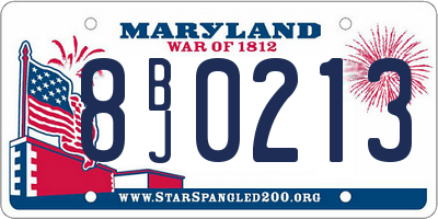 MD license plate 8BJ0213