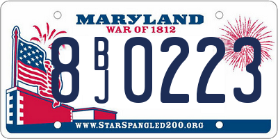 MD license plate 8BJ0223