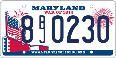 MD license plate 8BJ0230