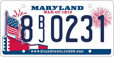 MD license plate 8BJ0231
