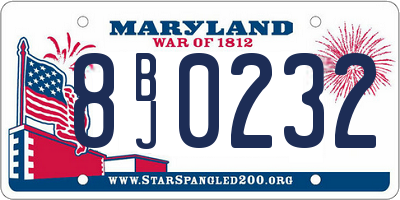 MD license plate 8BJ0232