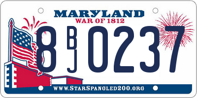 MD license plate 8BJ0237