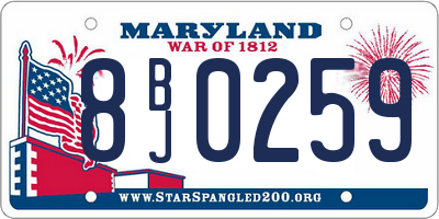 MD license plate 8BJ0259