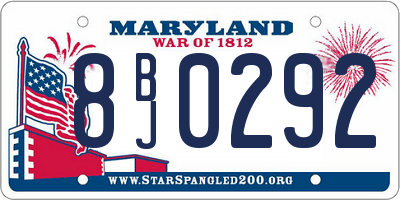 MD license plate 8BJ0292