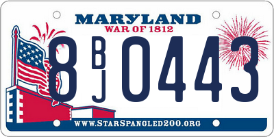 MD license plate 8BJ0443