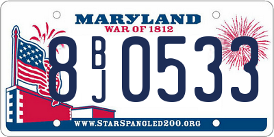 MD license plate 8BJ0533