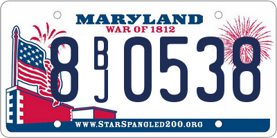 MD license plate 8BJ0538