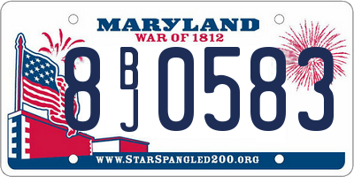 MD license plate 8BJ0583