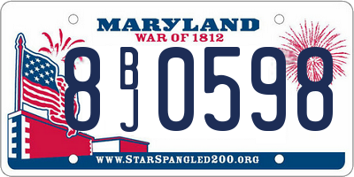 MD license plate 8BJ0598
