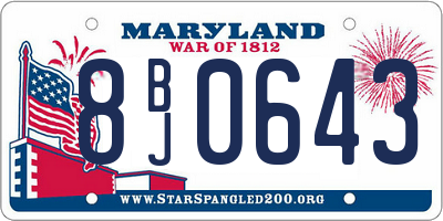 MD license plate 8BJ0643