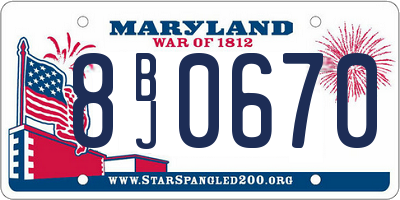 MD license plate 8BJ0670