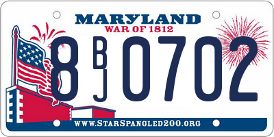 MD license plate 8BJ0702