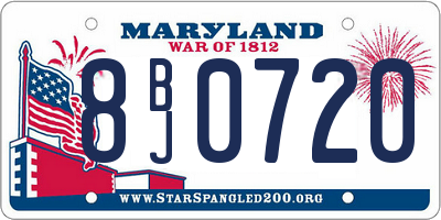 MD license plate 8BJ0720