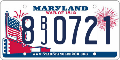 MD license plate 8BJ0721