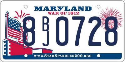 MD license plate 8BJ0728