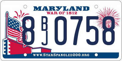 MD license plate 8BJ0758