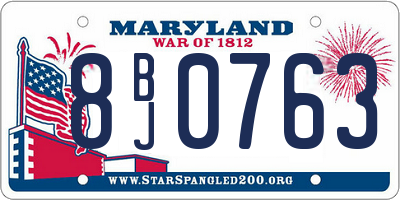 MD license plate 8BJ0763