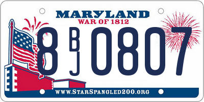 MD license plate 8BJ0807