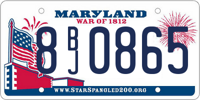 MD license plate 8BJ0865