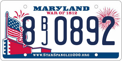MD license plate 8BJ0892