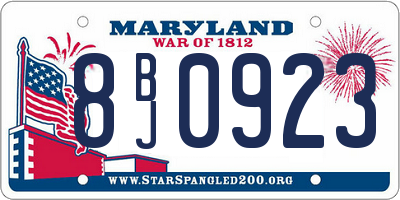 MD license plate 8BJ0923