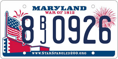 MD license plate 8BJ0926