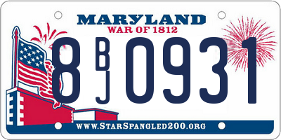 MD license plate 8BJ0931