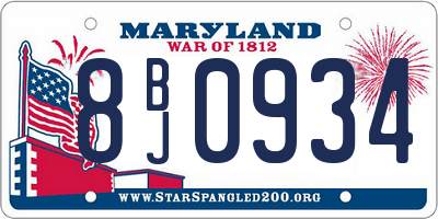 MD license plate 8BJ0934
