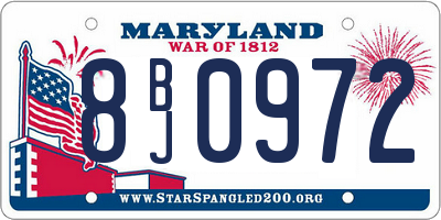 MD license plate 8BJ0972