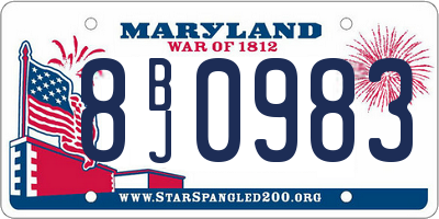 MD license plate 8BJ0983