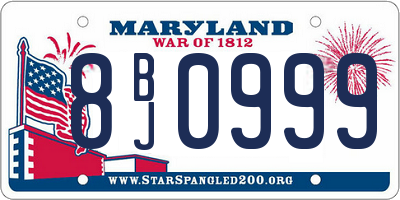 MD license plate 8BJ0999