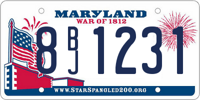 MD license plate 8BJ1231