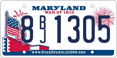 MD license plate 8BJ1305