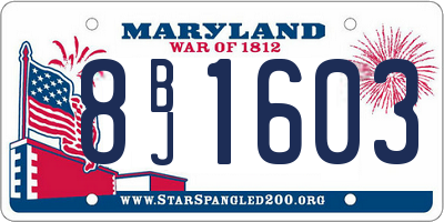 MD license plate 8BJ1603