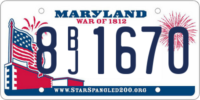 MD license plate 8BJ1670