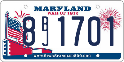 MD license plate 8BJ1701